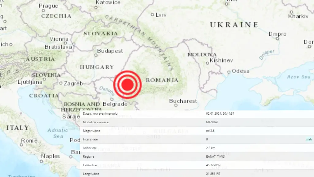 Primul cutremur din 2024 în România chiar azi! Evenimente seismice în Timiș și Vrancea