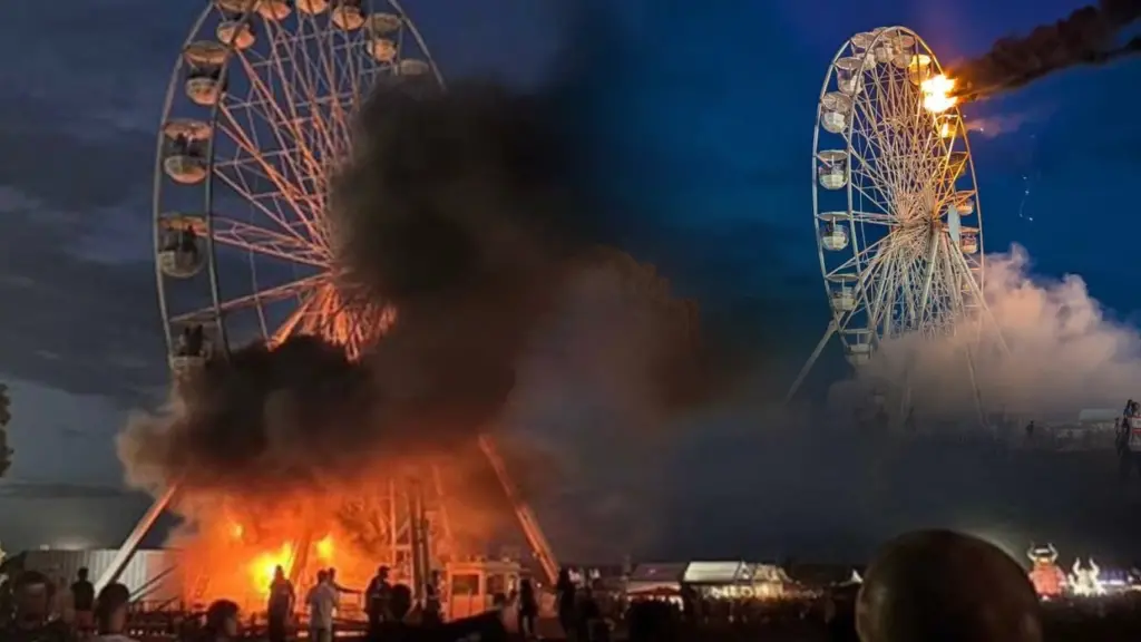 Coșmar la Festivalul Highfield! Roata panoramică în flăcări transformă distracția într-un scenariu de groază
